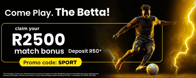 Bettabets R2500 Match Bonus - Use promo code SPORT