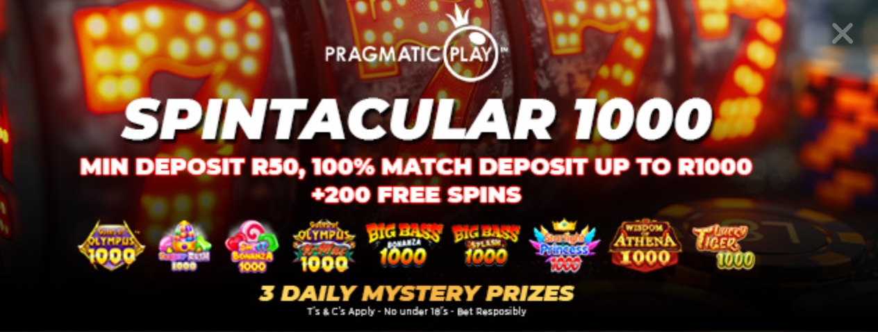 Wanejo Bets Spintacular 1000 - 100% Match Deposit up to R1,000 plus 200 Free Spins on Pragmatic Play