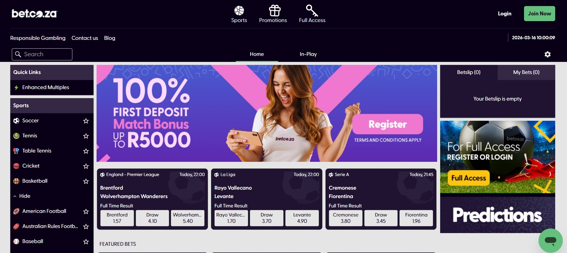 BET.co.za desktop view