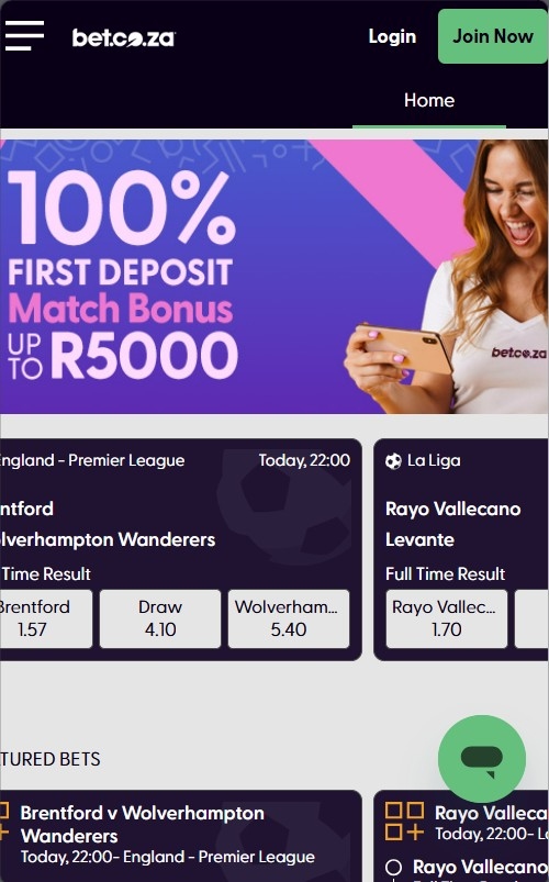 BET.co.za mobile view