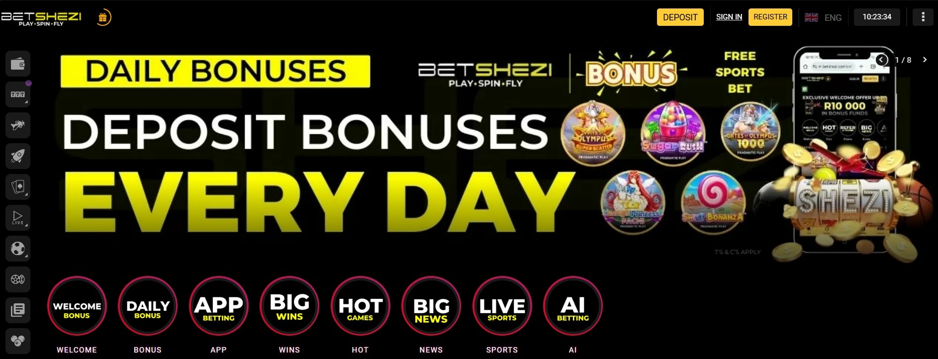 Betshezi desktop view