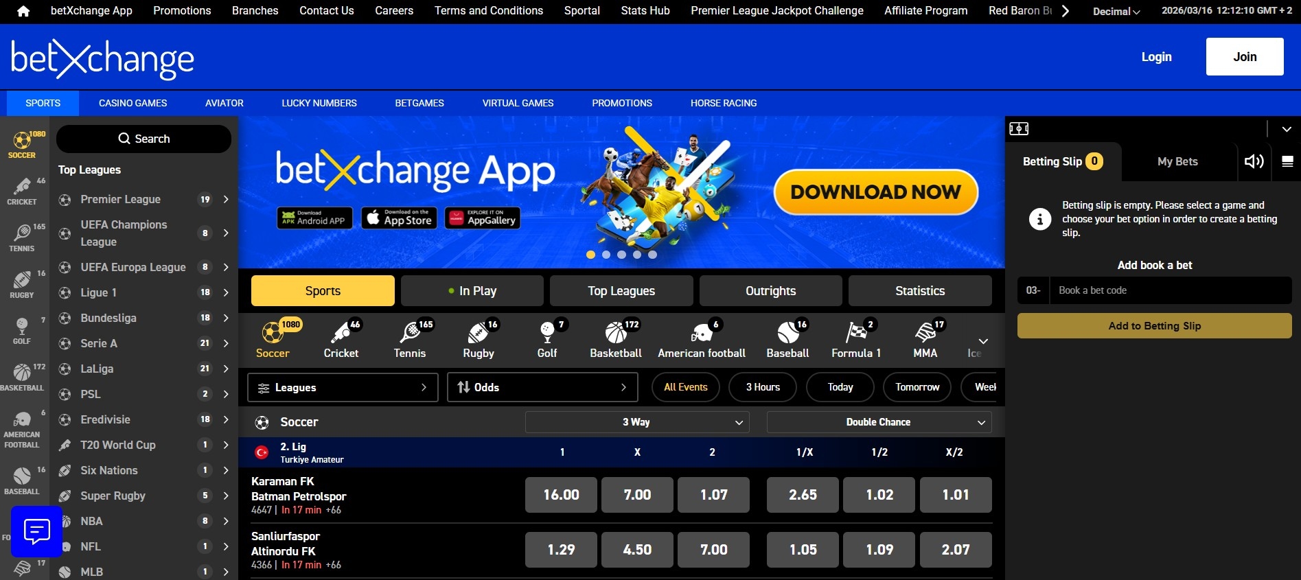 betXchange desktop view