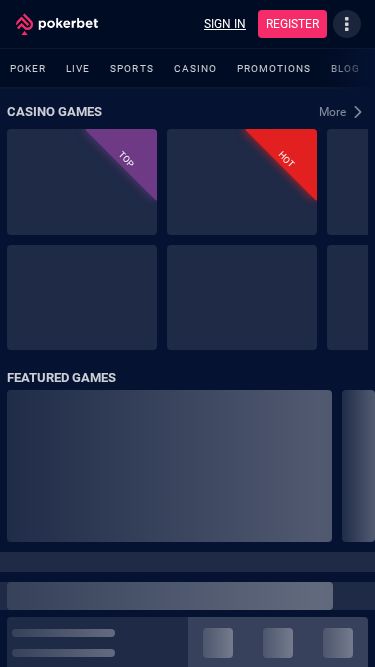 Pokerbet mobile view