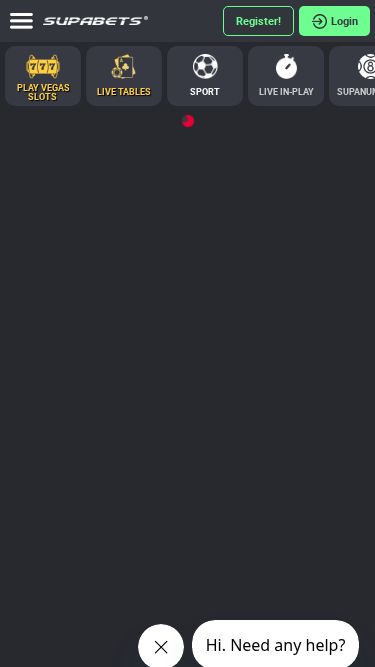 Supabets mobile view