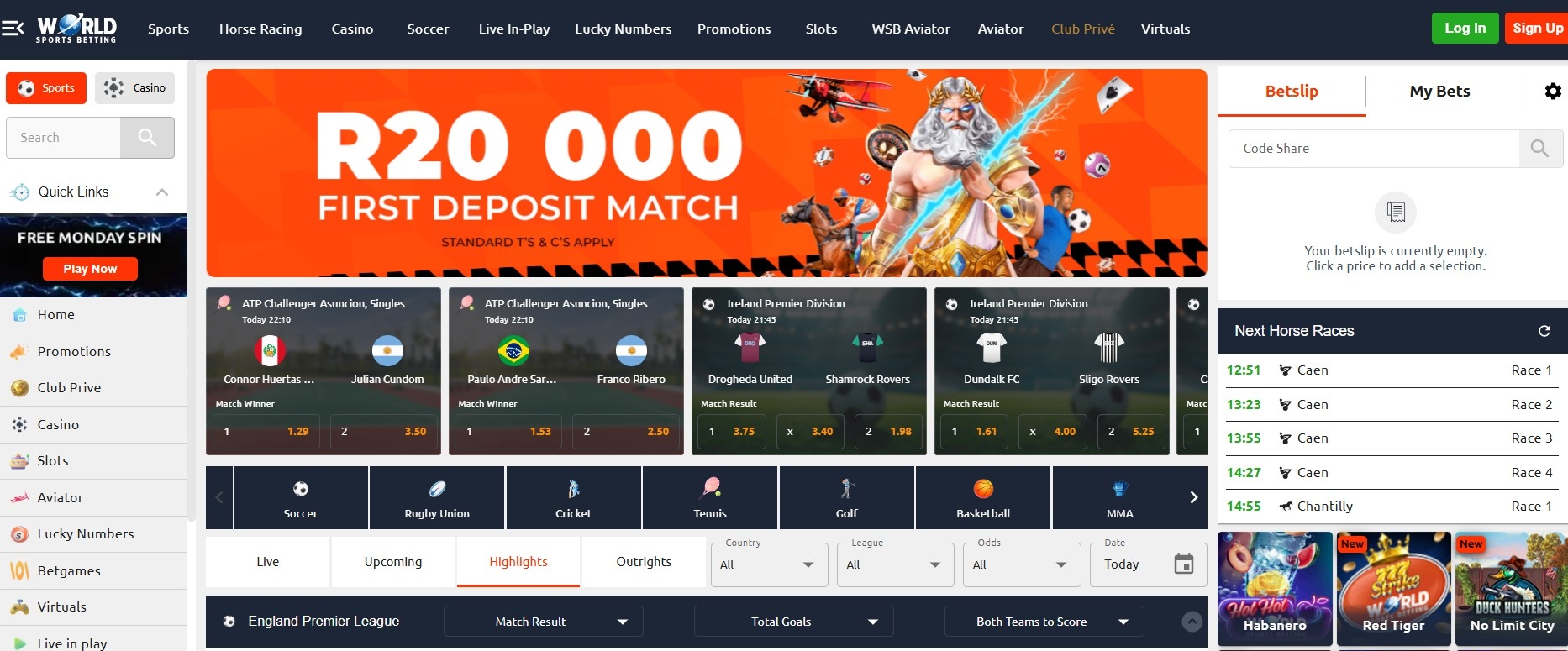 World Sports Betting desktop view